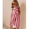 image:imagesiliteelon Striped Button Down Shirts for Women Linen Button Up Dress Shirt Long Sleeve Blouse Collared Summer BeachRed Striped