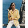 image:imagesiliteelon Striped Button Down Shirts for Women Linen Button Up Dress Shirt Long Sleeve Blouse Collared Summer BeachYellow Striped