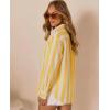 image:imagesiliteelon Striped Button Down Shirts for Women Linen Button Up Dress Shirt Long Sleeve Blouse Collared Summer BeachYellow Striped