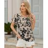 image:imagesiliteelon Summer Tops for Women Print Flutter Sleeve Round Neck Blouses Dressy Casual Shirt Beach Trendy 2026Apricotblack Floral