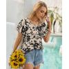 image:imagesiliteelon Summer Tops for Women Print Flutter Sleeve Round Neck Blouses Dressy Casual Shirt Beach Trendy 2026Apricotblack Floral