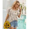 image:imagesiliteelon Summer Tops for Women Print Flutter Sleeve Round Neck Blouses Dressy Casual Shirt Beach Trendy 2026Floral Apricot