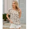 image:imagesiliteelon Summer Tops for Women Print Flutter Sleeve Round Neck Blouses Dressy Casual Shirt Beach Trendy 2026Floral Apricot
