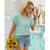 image:imagesiliteelon Summer Tops for Women Print Flutter Sleeve Round Neck Blouses Dressy Casual Shirt Beach Trendy 2026Green Graphic
