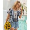 image:imagesiliteelon Summer Tops for Women Print Flutter Sleeve Round Neck Blouses Dressy Casual Shirt Beach Trendy 2026Navy Blue Graphic