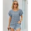 image:imagesiliteelon Summer Tops for Women Print Flutter Sleeve Round Neck Blouses Dressy Casual Shirt Beach Trendy 2026Polka Dots Navy
