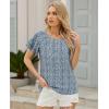 image:imagesiliteelon Summer Tops for Women Print Flutter Sleeve Round Neck Blouses Dressy Casual Shirt Beach Trendy 2026Polka Dots Navy