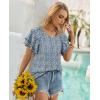 image:imagesiliteelon Summer Tops for Women Print Flutter Sleeve Round Neck Blouses Dressy Casual Shirt Beach Trendy 2026Polka Dots Navy