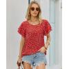 image:imagesiliteelon Summer Tops for Women Print Flutter Sleeve Round Neck Blouses Dressy Casual Shirt Beach Trendy 2026Red Floral