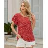 image:imagesiliteelon Summer Tops for Women Print Flutter Sleeve Round Neck Blouses Dressy Casual Shirt Beach Trendy 2026Red Floral