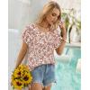 image:imagesiliteelon Summer Tops for Women Print Flutter Sleeve Round Neck Blouses Dressy Casual Shirt Beach Trendy 2026Red Flower White