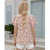 image:imagesiliteelon Summer Tops for Women Print Flutter Sleeve Round Neck Blouses Dressy Casual Shirt Beach Trendy 2026Red Flower White