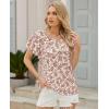 image:imagesiliteelon Summer Tops for Women Print Flutter Sleeve Round Neck Blouses Dressy Casual Shirt Beach Trendy 2026Red Flower White