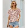 image:imagesiliteelon Summer Tops for Women Print Flutter Sleeve Round Neck Blouses Dressy Casual Shirt Beach Trendy 2026Red Flower White
