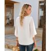image:imagesiliteelon Women Dressy Casual Blouse Ruffle 34 Bell Sleeve Tops V Neck Office Work Chiffon Shirt Spring 2026 TrendyA White
