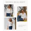 image:imagesiliteelon Women Dressy Casual Blouse Ruffle 34 Bell Sleeve Tops V Neck Office Work Chiffon Shirt Spring 2026 TrendyA White
