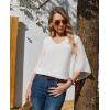 image:imagesiliteelon Women Dressy Casual Blouse Ruffle 34 Bell Sleeve Tops V Neck Office Work Chiffon Shirt Spring 2026 TrendyA White