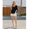 image:imagesiliteelon Women Dressy Casual Blouse Ruffle 34 Bell Sleeve Tops V Neck Office Work Chiffon Shirt Spring 2026 TrendyBlack