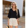 image:imagesiliteelon Women Dressy Casual Blouse Ruffle 34 Bell Sleeve Tops V Neck Office Work Chiffon Shirt Spring 2026 TrendyBlack
