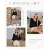 image:imagesiliteelon Women Dressy Casual Blouse Ruffle 34 Bell Sleeve Tops V Neck Office Work Chiffon Shirt Spring 2026 TrendyBlack