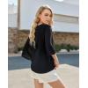 image:imagesiliteelon Women Dressy Casual Blouse Ruffle 34 Bell Sleeve Tops V Neck Office Work Chiffon Shirt Spring 2026 TrendyBlack