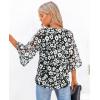 image:imagesiliteelon Women Dressy Casual Blouse Ruffle 34 Bell Sleeve Tops V Neck Office Work Chiffon Shirt Spring 2026 TrendyBlack Floral B