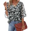 image:imagesiliteelon Women Dressy Casual Blouse Ruffle 34 Bell Sleeve Tops V Neck Office Work Chiffon Shirt Spring 2026 TrendyBlack Floral B