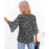 image:imagesiliteelon Women Dressy Casual Blouse Ruffle 34 Bell Sleeve Tops V Neck Office Work Chiffon Shirt Spring 2026 TrendyBlack Floral a