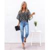 image:imagesiliteelon Women Dressy Casual Blouse Ruffle 34 Bell Sleeve Tops V Neck Office Work Chiffon Shirt Spring 2026 TrendyBlack Floral a