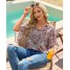 image:imagesiliteelon Women Dressy Casual Blouse Ruffle 34 Bell Sleeve Tops V Neck Office Work Chiffon Shirt Spring 2026 TrendyDark Red Floral