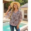 image:imagesiliteelon Women Dressy Casual Blouse Ruffle 34 Bell Sleeve Tops V Neck Office Work Chiffon Shirt Spring 2026 TrendyDark Red Floral