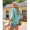 image:imagesiliteelon Women Dressy Casual Blouse Ruffle 34 Bell Sleeve Tops V Neck Office Work Chiffon Shirt Spring 2026 TrendyGreen Floral