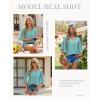 image:imagesiliteelon Women Dressy Casual Blouse Ruffle 34 Bell Sleeve Tops V Neck Office Work Chiffon Shirt Spring 2026 TrendyGreen Floral