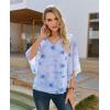 image:imagesiliteelon Women Dressy Casual Blouse Ruffle 34 Bell Sleeve Tops V Neck Office Work Chiffon Shirt Spring 2026 TrendyLight Blue Floral