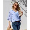 image:imagesiliteelon Women Dressy Casual Blouse Ruffle 34 Bell Sleeve Tops V Neck Office Work Chiffon Shirt Spring 2026 TrendyLight Blue Floral