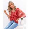 image:imagesiliteelon Women Dressy Casual Blouse Ruffle 34 Bell Sleeve Tops V Neck Office Work Chiffon Shirt Spring 2026 TrendyRed Dots
