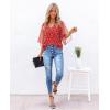 image:imagesiliteelon Women Dressy Casual Blouse Ruffle 34 Bell Sleeve Tops V Neck Office Work Chiffon Shirt Spring 2026 TrendyRed Dots