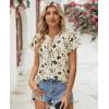 image:imagesiliteelon Women Dressy Casual Blouses Ruffle Cap Sleeve Tops Flutter Sleeve V Neck Work Shirt Cute Spring 2026 TrendyBeige Black Floral