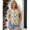 image:imagesiliteelon Women Dressy Casual Blouses Ruffle Cap Sleeve Tops Flutter Sleeve V Neck Work Shirt Cute Spring 2026 TrendyBeige Black Floral