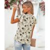image:imagesiliteelon Women Dressy Casual Blouses Ruffle Cap Sleeve Tops Flutter Sleeve V Neck Work Shirt Cute Spring 2026 TrendyBeige Black Floral