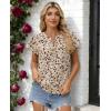 image:imagesiliteelon Women Dressy Casual Blouses Ruffle Cap Sleeve Tops Flutter Sleeve V Neck Work Shirt Cute Spring 2026 TrendyBeige Dots