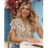 image:imagesiliteelon Women Dressy Casual Blouses Ruffle Cap Sleeve Tops Flutter Sleeve V Neck Work Shirt Cute Spring 2026 TrendyBeige Dots