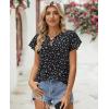 image:imagesiliteelon Women Dressy Casual Blouses Ruffle Cap Sleeve Tops Flutter Sleeve V Neck Work Shirt Cute Spring 2026 TrendyBlack Dots