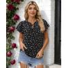 image:imagesiliteelon Women Dressy Casual Blouses Ruffle Cap Sleeve Tops Flutter Sleeve V Neck Work Shirt Cute Spring 2026 TrendyBlack Dots
