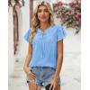 image:imagesiliteelon Women Dressy Casual Blouses Ruffle Cap Sleeve Tops Flutter Sleeve V Neck Work Shirt Cute Spring 2026 TrendyBlue Gingham