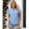 image:imagesiliteelon Women Dressy Casual Blouses Ruffle Cap Sleeve Tops Flutter Sleeve V Neck Work Shirt Cute Spring 2026 TrendyBlue Gingham