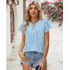 image:imagesiliteelon Women Dressy Casual Blouses Ruffle Cap Sleeve Tops Flutter Sleeve V Neck Work Shirt Cute Spring 2026 TrendyBlue Striped