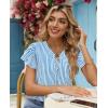 image:imagesiliteelon Women Dressy Casual Blouses Ruffle Cap Sleeve Tops Flutter Sleeve V Neck Work Shirt Cute Spring 2026 TrendyBlue Striped