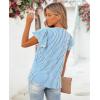 image:imagesiliteelon Women Dressy Casual Blouses Ruffle Cap Sleeve Tops Flutter Sleeve V Neck Work Shirt Cute Spring 2026 TrendyBlue Striped