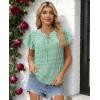 image:imagesiliteelon Women Dressy Casual Blouses Ruffle Cap Sleeve Tops Flutter Sleeve V Neck Work Shirt Cute Spring 2026 TrendyGreen Gingham